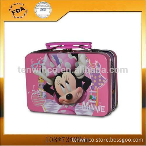 Popular Cartoon Lunch Tin Boxes/ Portable Cartoon Cute Kids Children Tin